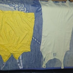 Yellow and Cream Women's Tank Tops